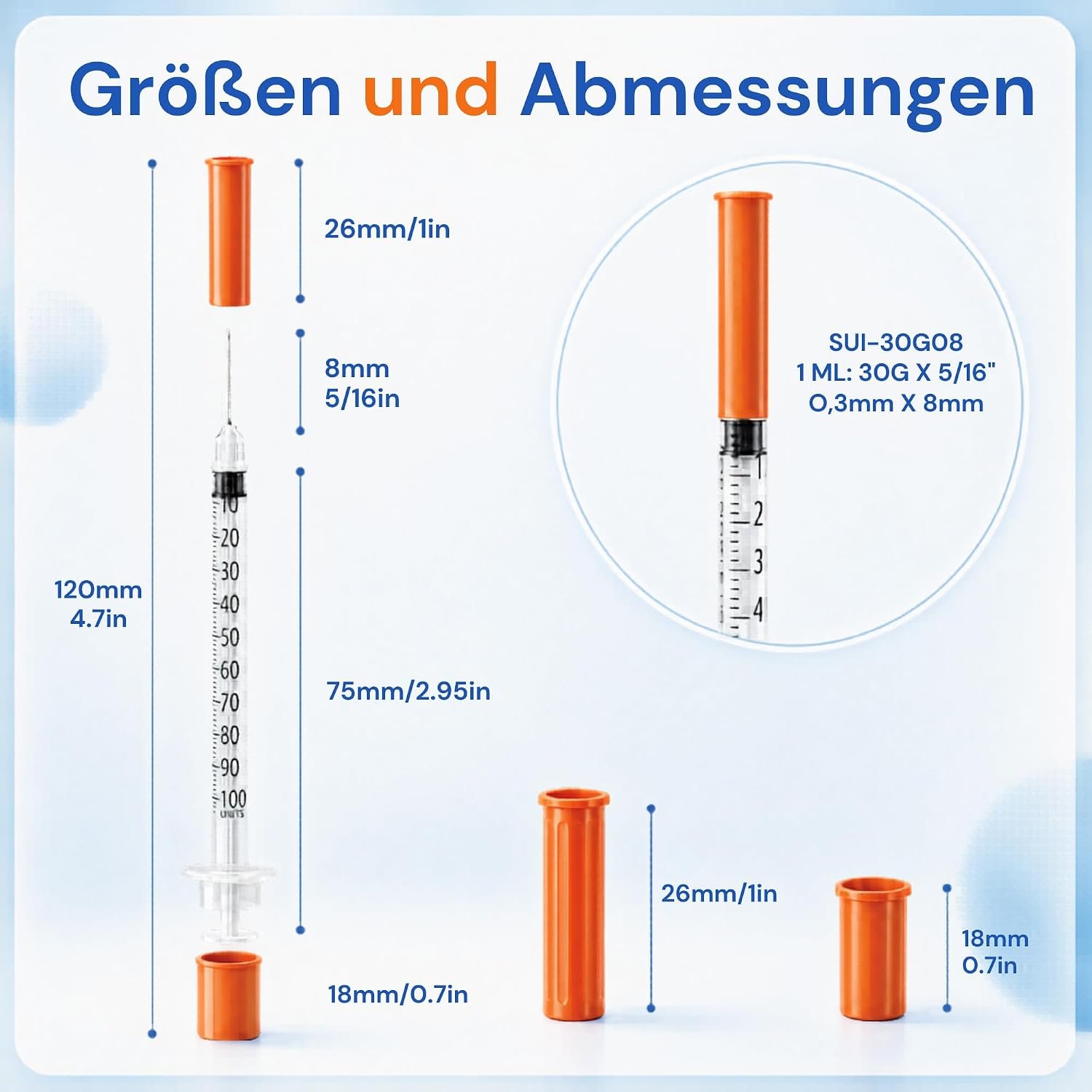 1ml Sterile Syringes With 30G 8mm Fixed Needle For Laboratory Use - Image 2