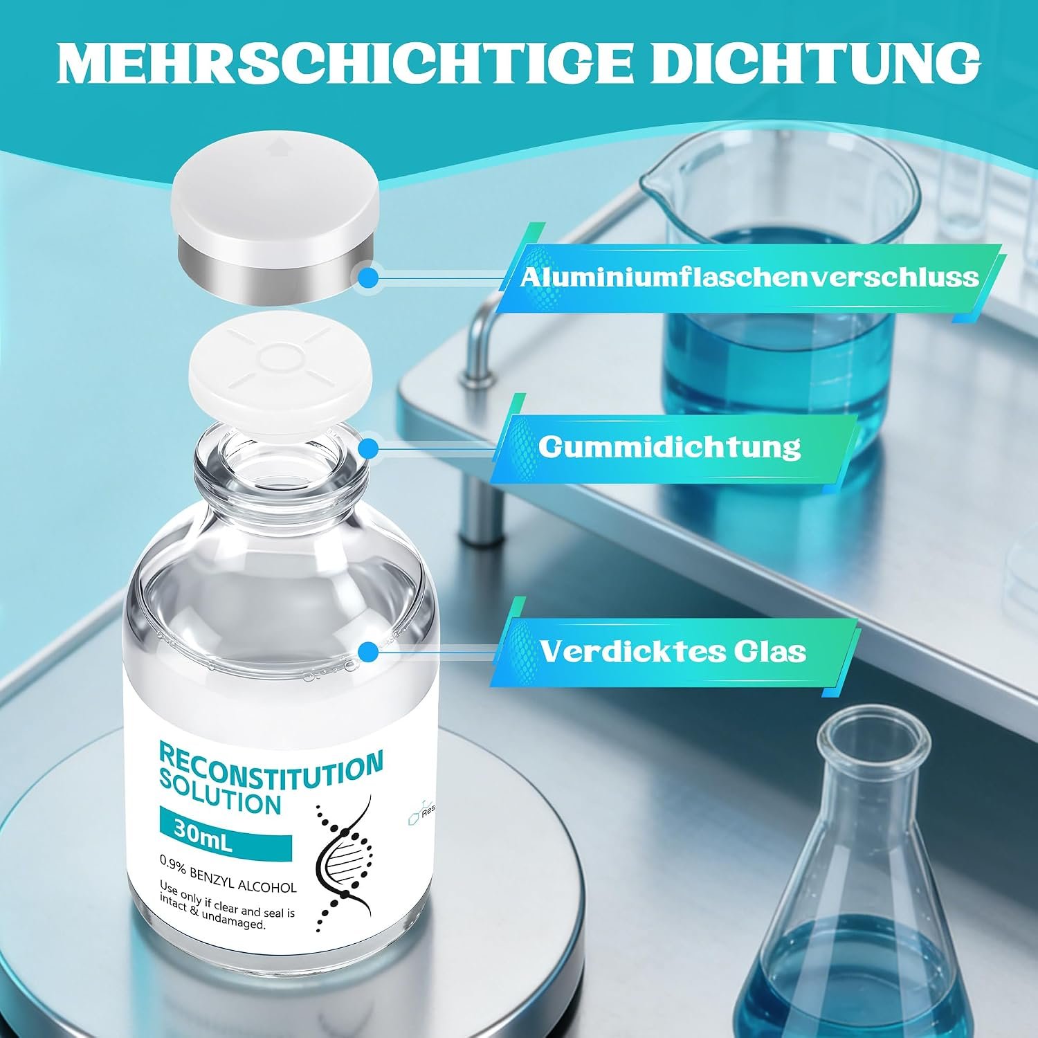 Bacteriostatic water (BAC WATER) Tiezeeu 30ml Sealed Glass Vials, Set of 2 - Image 3