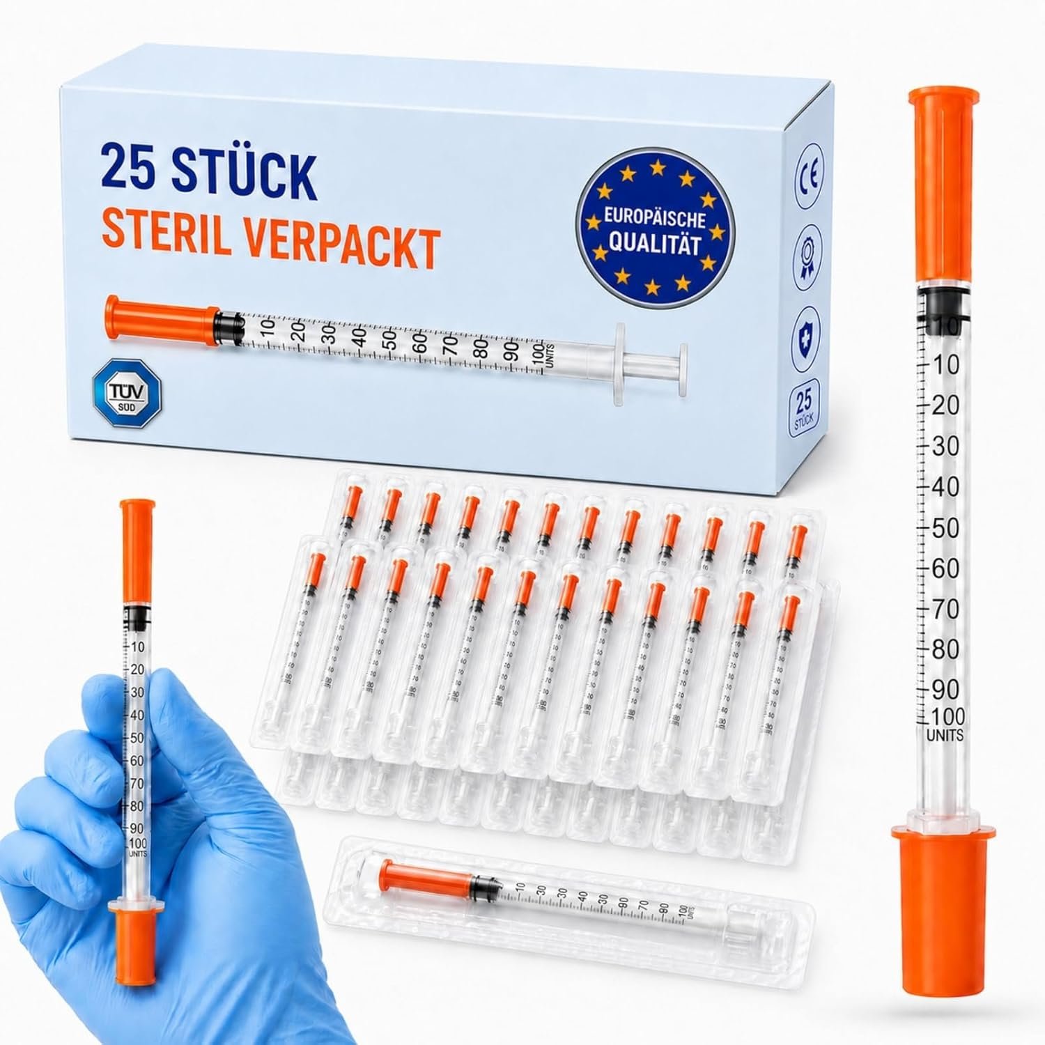 1ml Sterile Syringes With 30G 8mm Fixed Needle For Laboratory Use