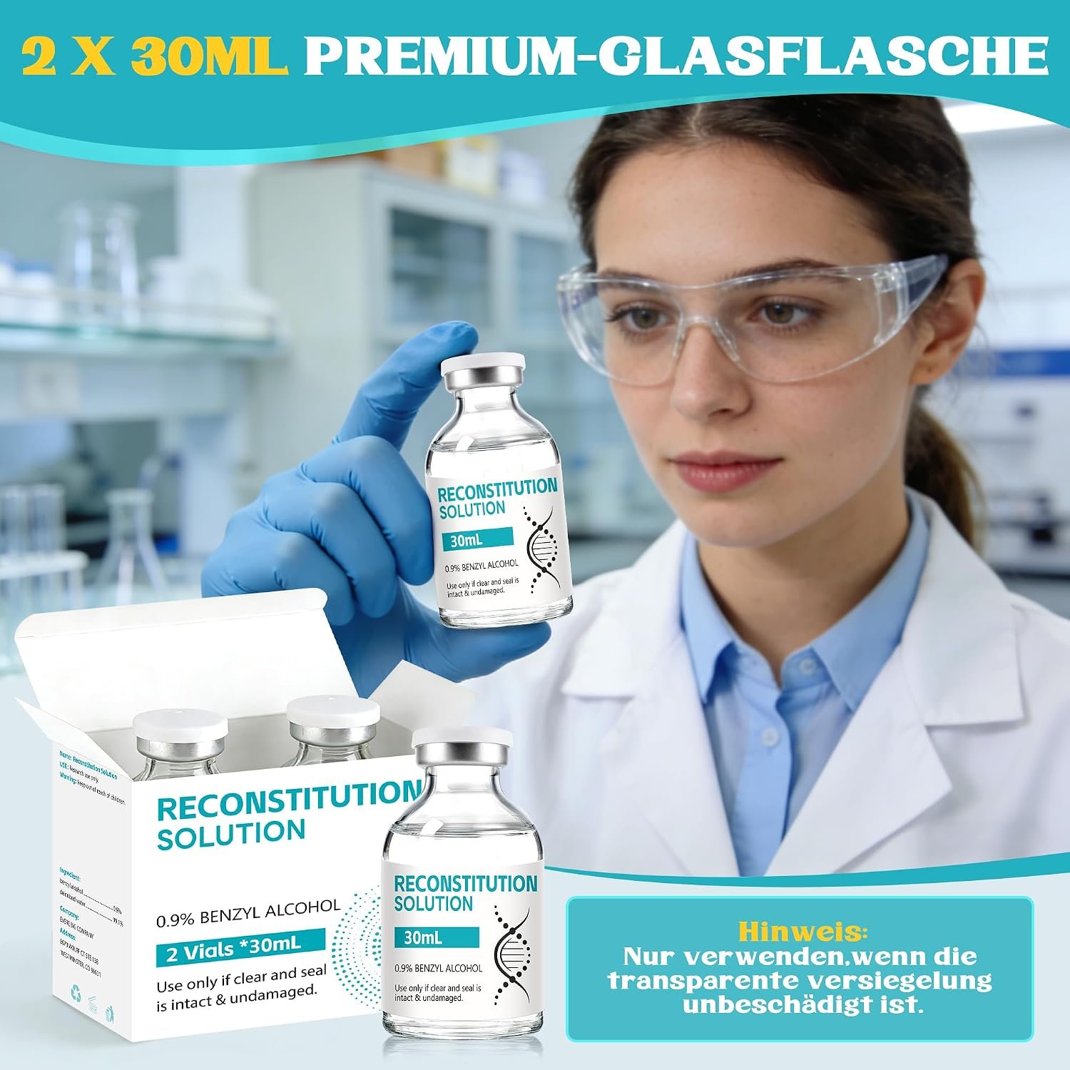 Bacteriostatic water (BAC WATER) Tiezeeu 30ml Sealed Glass Vials, Set of 2 - Image 4